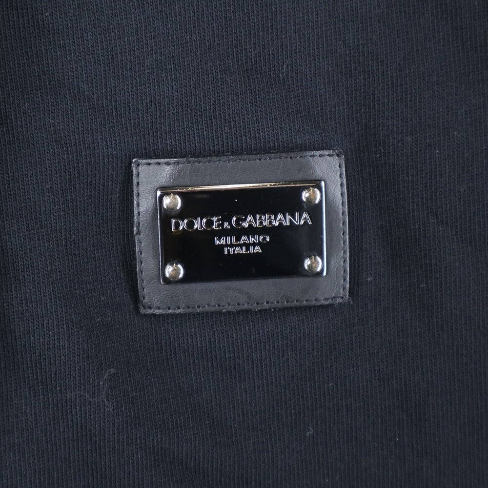 DOLCE & GABBANA(ドルチェアンドガッバーナ) ロゴメタル付き ジップアップ スウェットパーカー ブラック