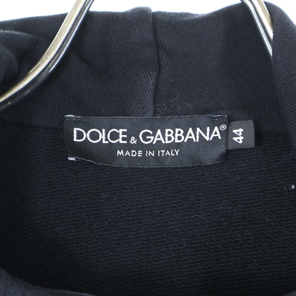 DOLCE & GABBANA(ドルチェアンドガッバーナ) ロゴメタル付き ジップアップ スウェットパーカー ブラック