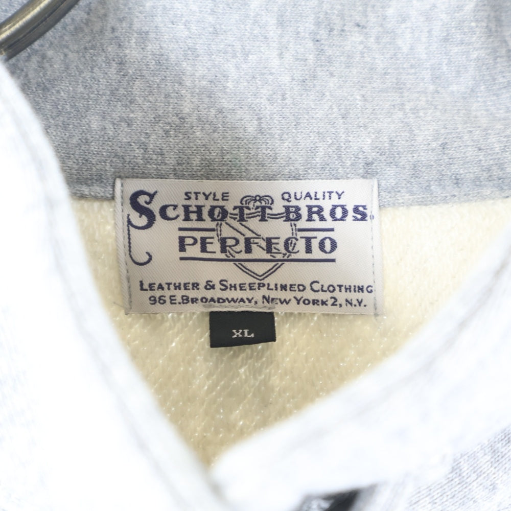 SCHOTT(ショット) PERFECTO SNAP PULLOVER SWEAT パーフェクト スナップ プルオーバー スウェット グレー 782-4932002