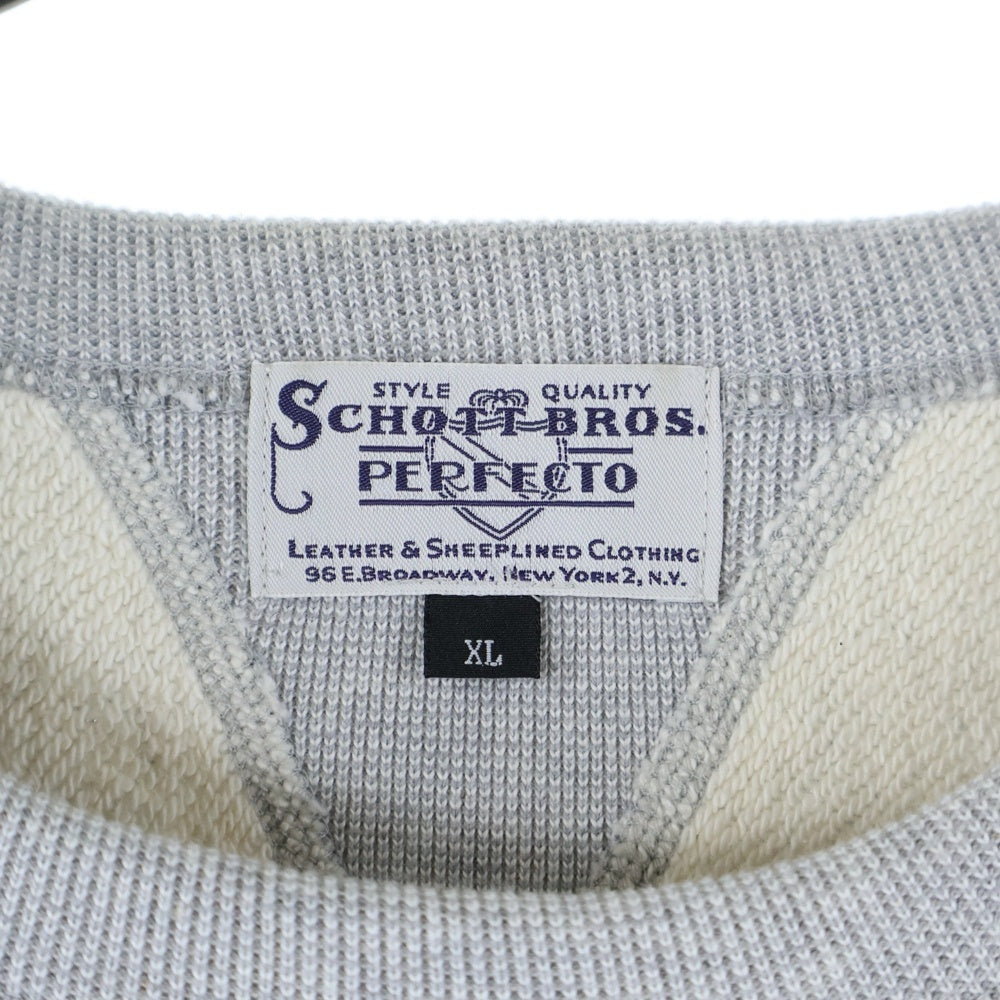 SCHOTT(ショット) PERFECTO Double V SWEAT パーフェクト ダブル V スウェット トレーナー グレー 782-4932001