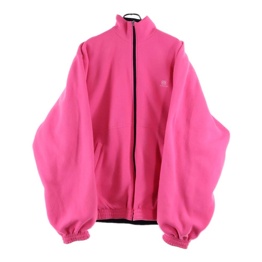 BALENCIAGA(バレンシアガ) Sporty B Reversible Track Jacket ロゴ刺繍 リバーシブルトラックジャケット ナイロンジャケット フリースジャケット ブラック/ピンク681445 TKO48