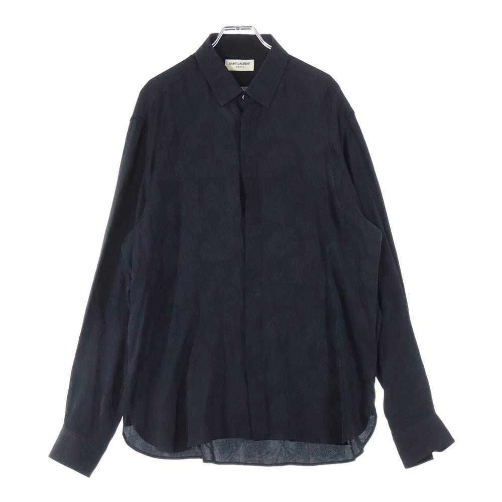 SAINT LAURENT PARIS(サンローランパリ) 総柄シルク 長袖シャツ ブラック 646850 Y2C76