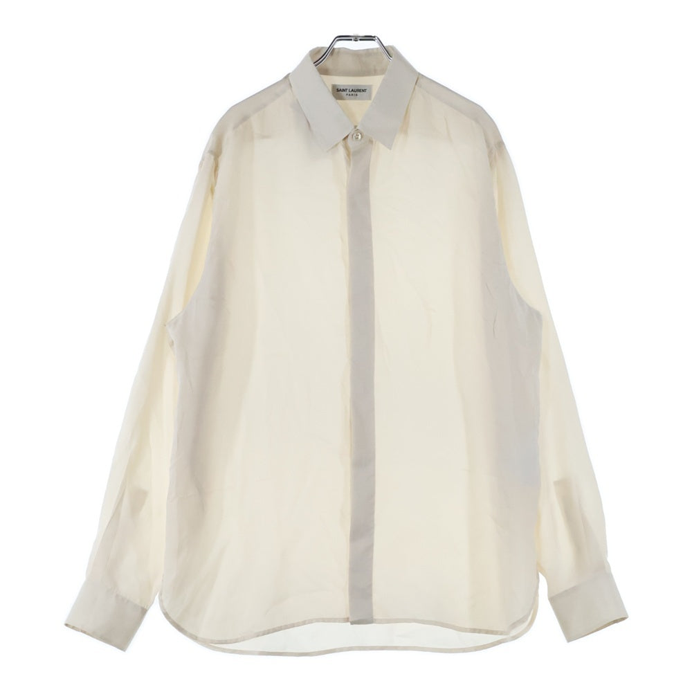 SAINT LAURENT PARIS(サンローランパリ) シルクプレーン 比翼長袖シャツ アイボリー 646850 Y1H76