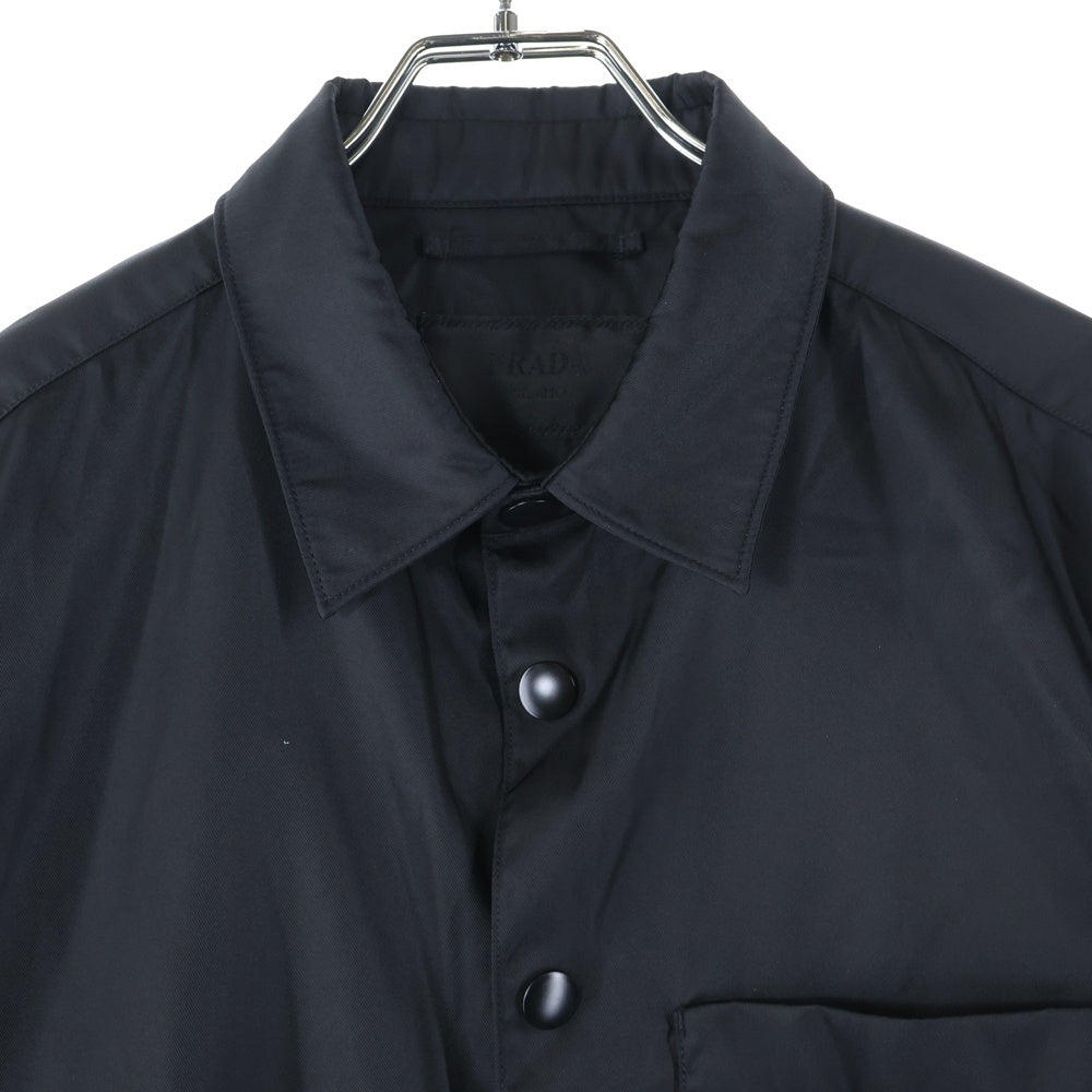 PRADA(プラダ) 20AW トライアングルロゴ リナイロン フロントポケット スナップボタン 長袖シャツ ブラック SC514 S202 1WQ8