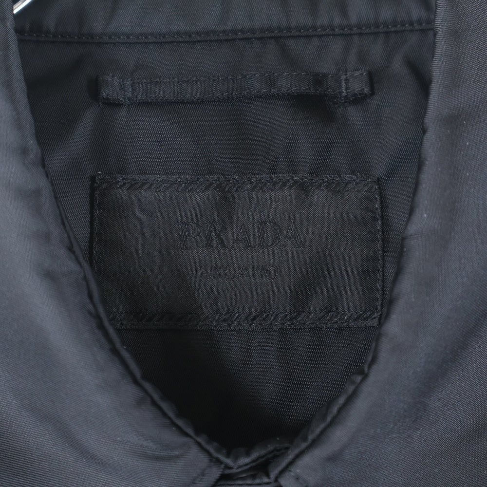 PRADA(プラダ) 20AW トライアングルロゴ リナイロン フロントポケット スナップボタン 長袖シャツ ブラック SC514 S202 1WQ8