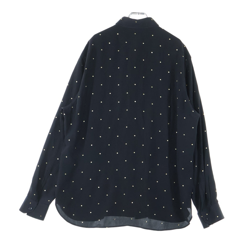SAINT LAURENT PARIS(サンローランパリ) ドット刺繍 長袖シルクシャツ ブラック 646850 Y1F25