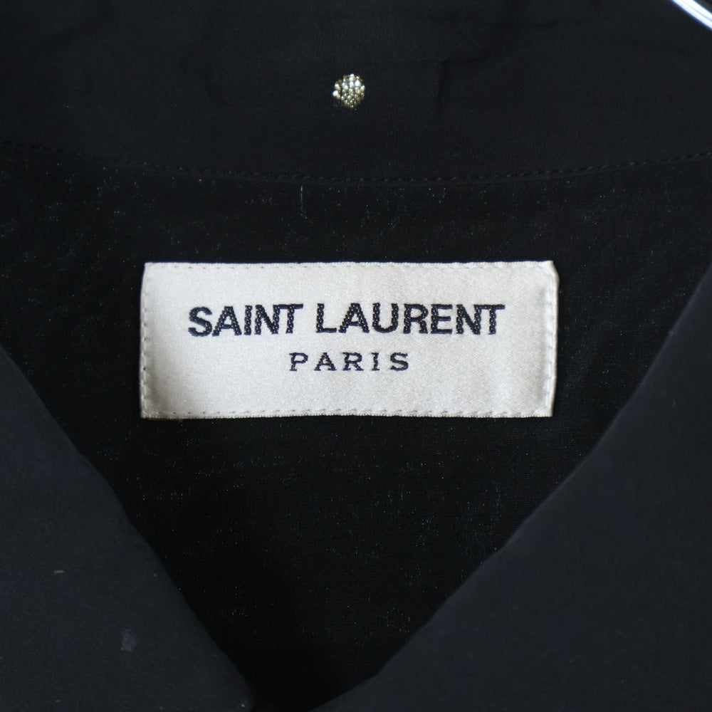 SAINT LAURENT PARIS(サンローランパリ) ドット刺繍 長袖シルクシャツ ブラック 646850 Y1F25