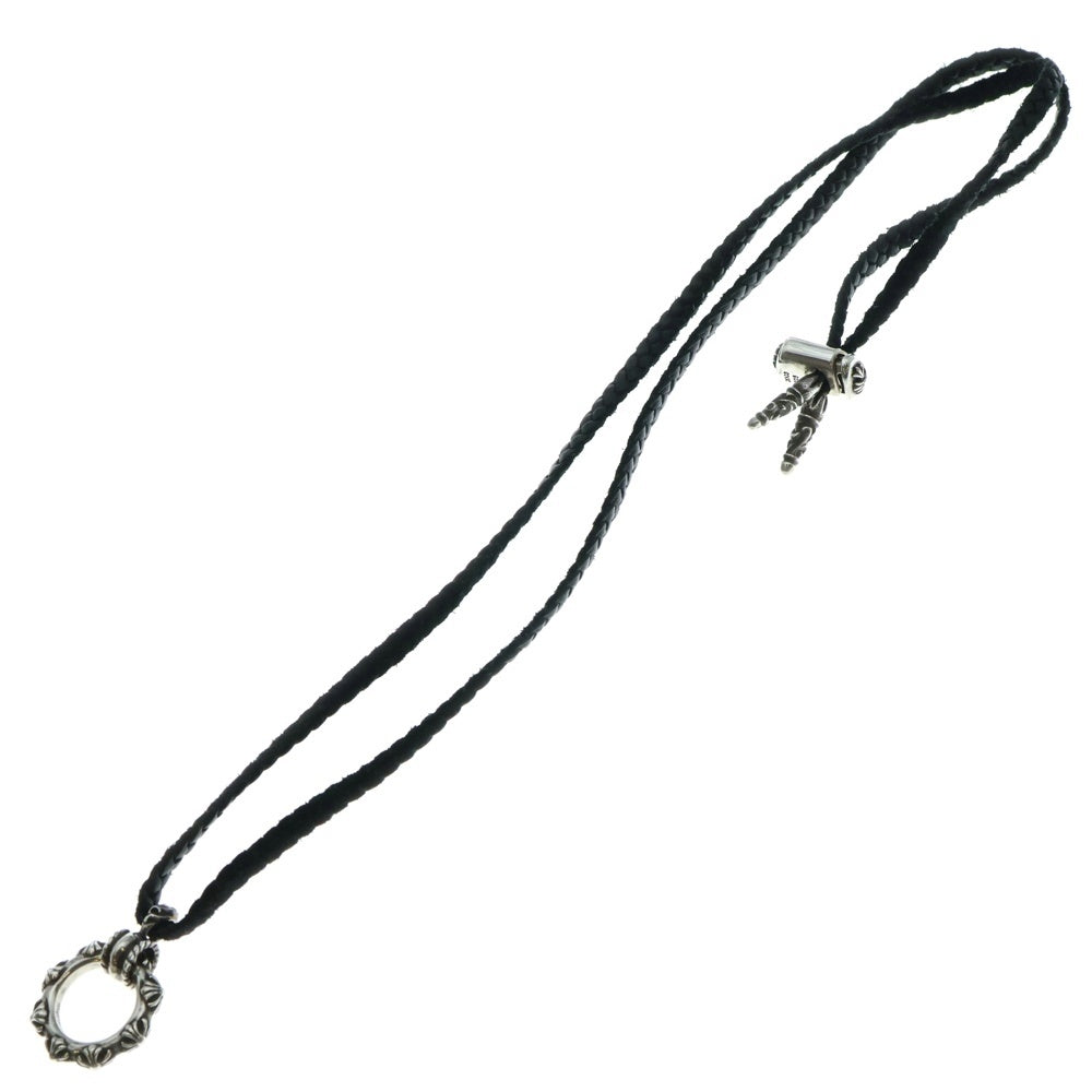CHROME HEARTS(クロムハーツ) EWLP SBTBAND LACESTPPRV1 レースストッパー付き アイウェアループ SBTバンドレザーブレイドネックレス ブラック/シルバー