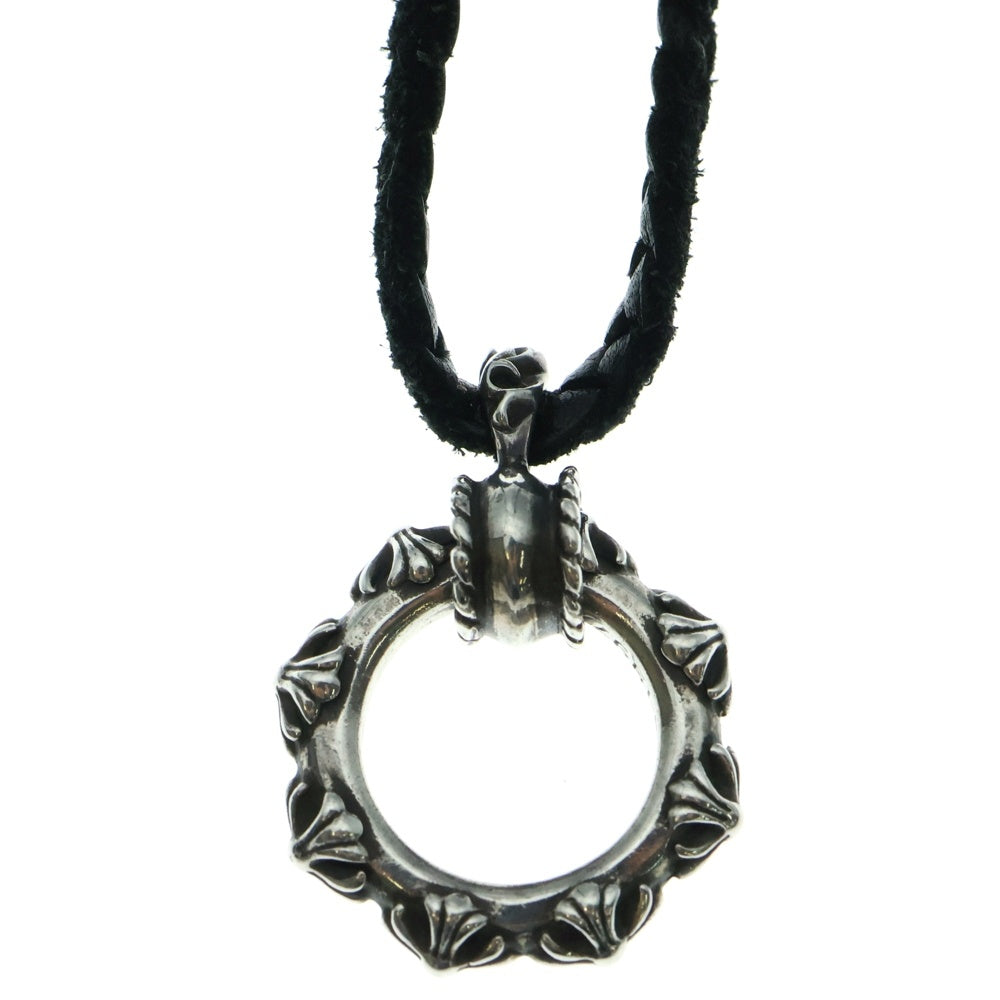 CHROME HEARTS(クロムハーツ) EWLP SBTBAND LACESTPPRV1 レースストッパー付き アイウェアループ SBTバンドレザーブレイドネックレス ブラック/シルバー