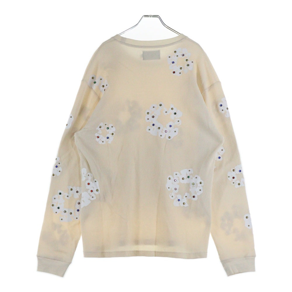 DENIM TEARS(デニムティアーズ) RHINESTONE COTTON WREATH THERMAL ラインストーン コットンリース サーマル ロングスリーブカットソー アイボリー