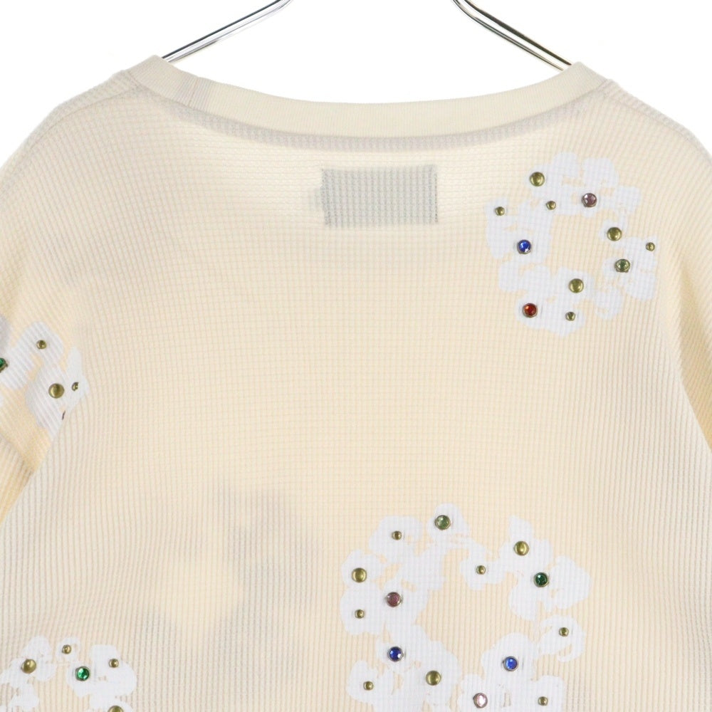 DENIM TEARS(デニムティアーズ) RHINESTONE COTTON WREATH THERMAL ラインストーン コットンリース サーマル ロングスリーブカットソー アイボリー