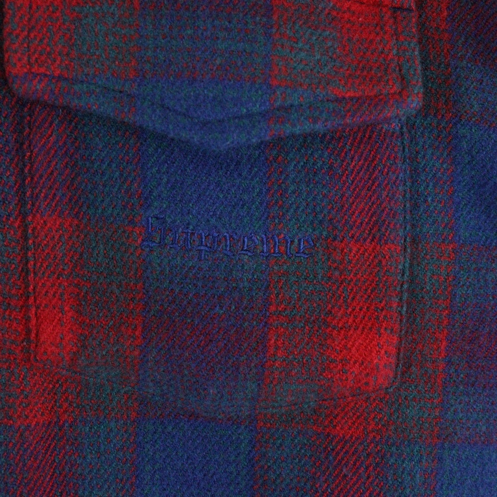 SUPREME(シュプリーム) 25AW Studded Shadow Plaid Zip Up Shirt スタッズ シャドウ ジップアップ チェックシャツ ネイビー