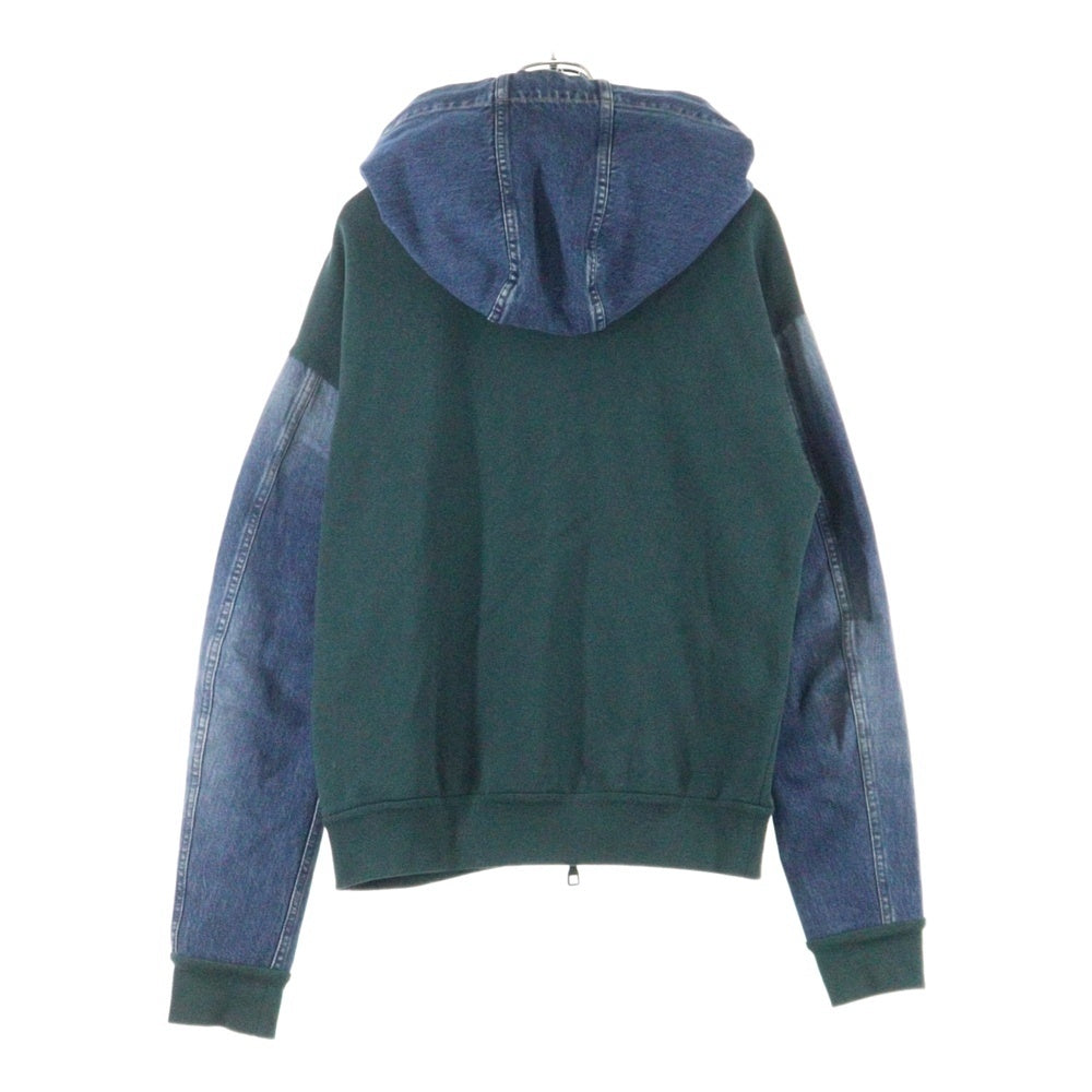LOUIS VUITTON(ルイヴィトン) 22AW ハイブリッドデニム切り替えジップアップフーディーパーカー グリーン RM222 IHN HNY83W
