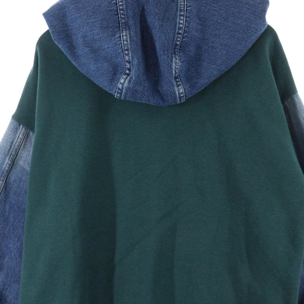 LOUIS VUITTON(ルイヴィトン) 22AW ハイブリッドデニム切り替えジップアップフーディーパーカー グリーン RM222 IHN HNY83W