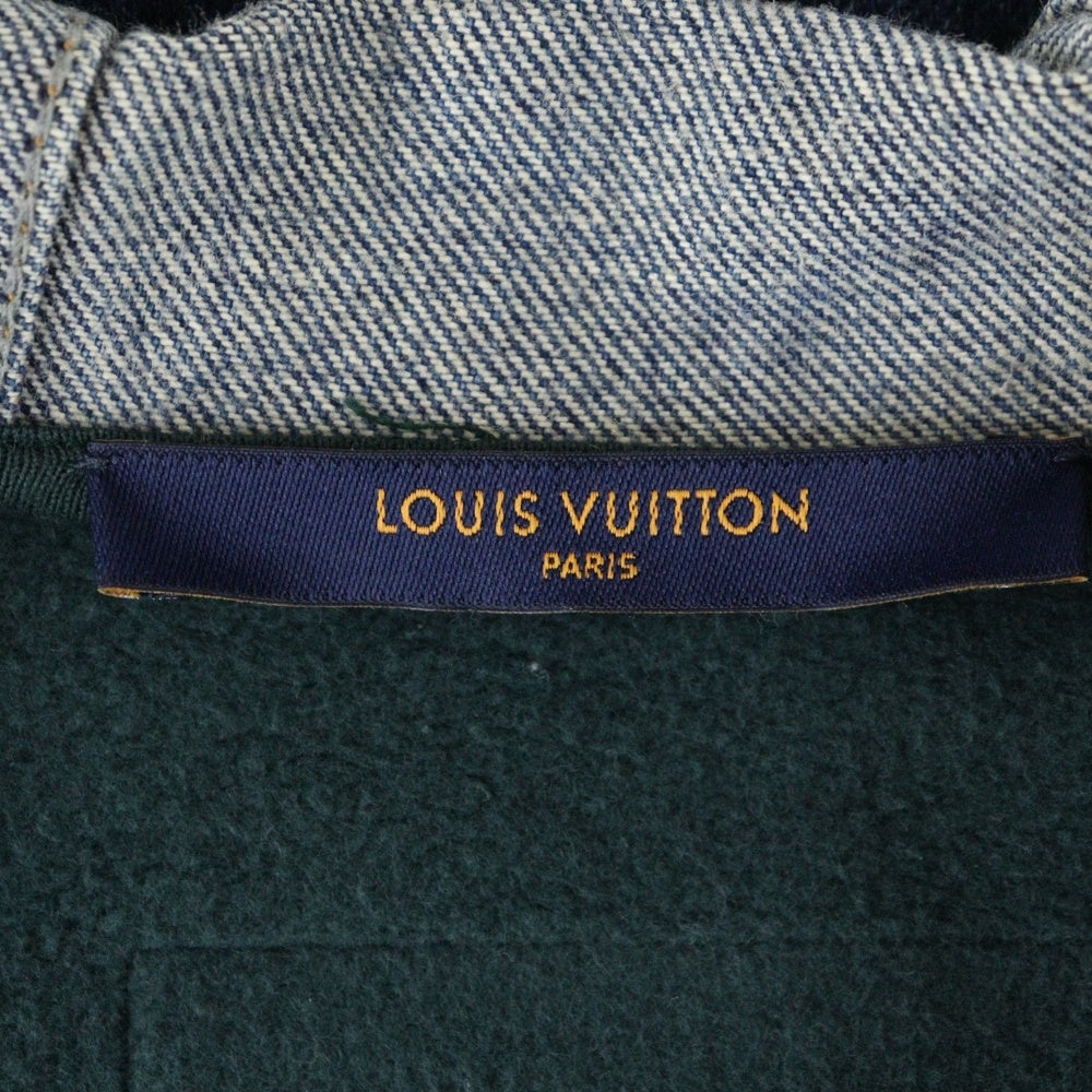 LOUIS VUITTON(ルイヴィトン) 22AW ハイブリッドデニム切り替えジップアップフーディーパーカー グリーン RM222 IHN HNY83W