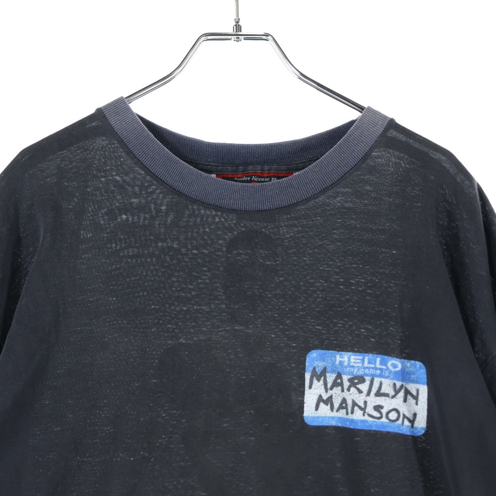 VINTAGE(ヴィンテージ) 90s MARILYN MANSON HELLO MY NAME IS MARILYN MANSON TEE マリリンマンソン ハロー 両面プリント半袖Tシャツ カットソー ブラック