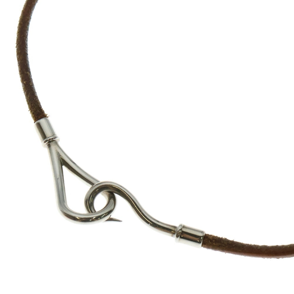 HERMES(エルメス) ジャンボ レザーチョーカー ネックレス ブレスレット シルバー/ブラウン