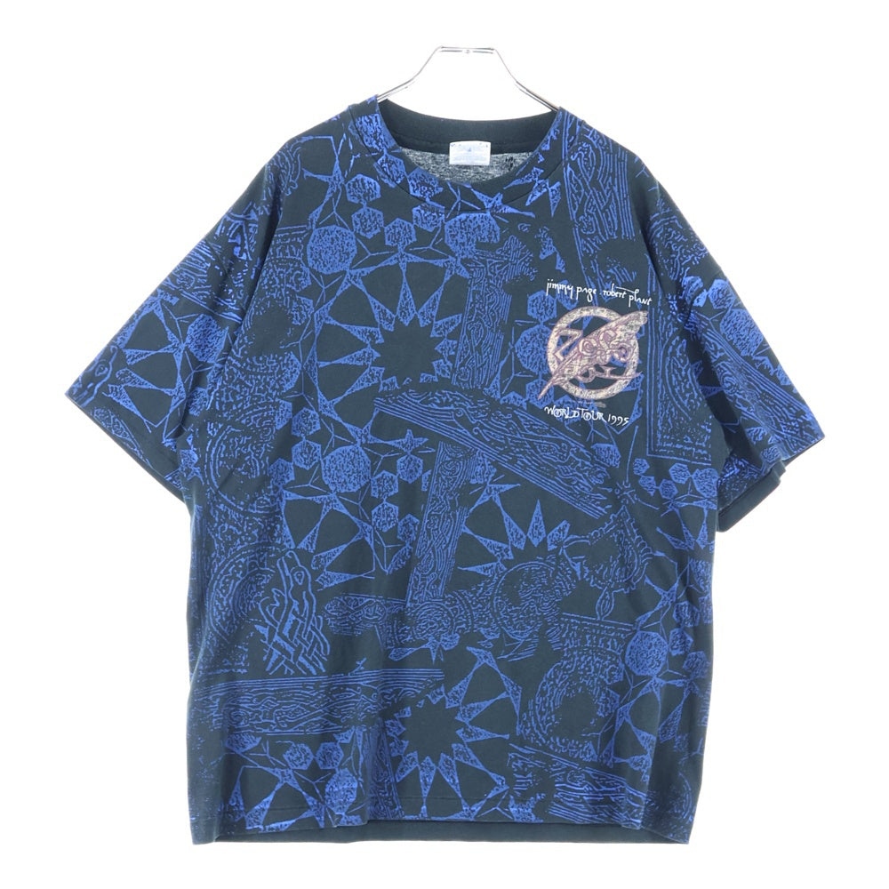 VINTAGE(ヴィンテージ) 90S Jimmy Page Robert Plant 1995 Zoso World Tour T-Shirt ジミーペイジ ロバートプラント 総柄デザイン 半袖Tシャツ カットソー ブラック/ブルー