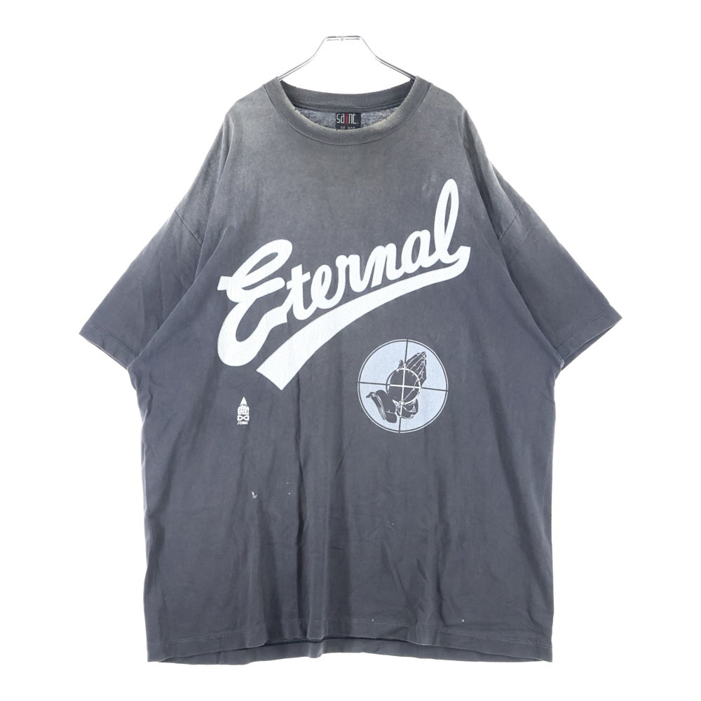 SAINT MICHAEL(セントマイケル) 25SS ×FEAR OF GOD SNT OF GOD FG_SS TEE VINTAGE加工 セントオブゴッド 両面プリント クルーネック 半袖Tシャツ カットソー ブラック SM-HR8-0000-C01