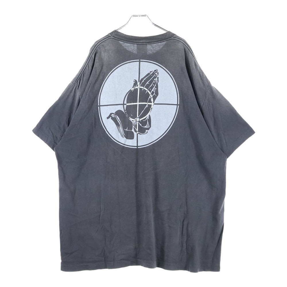 SAINT MICHAEL(セントマイケル) 25SS ×FEAR OF GOD SNT OF GOD FG_SS TEE VINTAGE加工 セントオブゴッド 両面プリント クルーネック 半袖Tシャツ カットソー ブラック SM-HR8-0000-C01