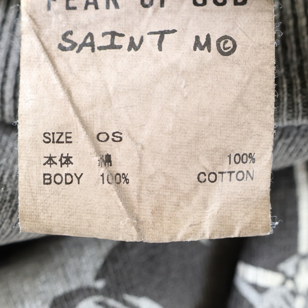SAINT MICHAEL(セントマイケル) 25SS ×FEAR OF GOD SNT OF GOD FG_SS TEE VINTAGE加工 セントオブゴッド 両面プリント クルーネック 半袖Tシャツ カットソー ブラック SM-HR8-0000-C01