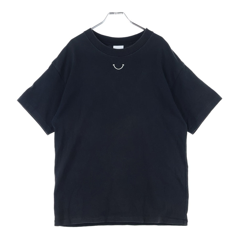 READY MADE(レディメイド) 23SS SMILE & LOGO SHORT SLEEVE T-SHIRT スマイル ロゴエンブロイダリー 半袖カットソー Tシャツ ブラック RE-CO-BK-00-00-244