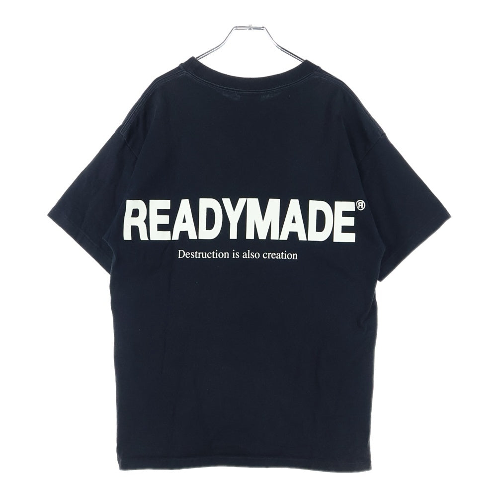 READY MADE(レディメイド) 23SS SMILE & LOGO SHORT SLEEVE T-SHIRT スマイル ロゴエンブロイダリー 半袖カットソー Tシャツ ブラック RE-CO-BK-00-00-244