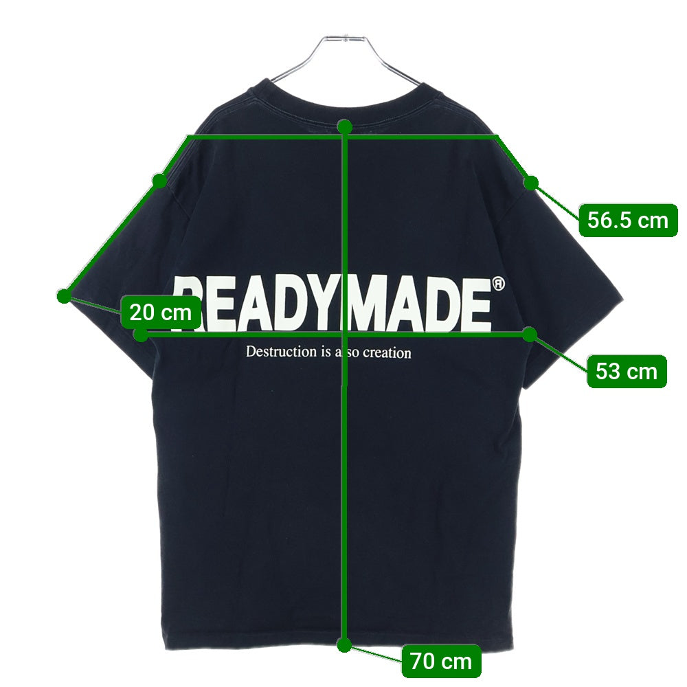 READY MADE(レディメイド) 23SS SMILE & LOGO SHORT SLEEVE T-SHIRT スマイル ロゴエンブロイダリー 半袖カットソー Tシャツ ブラック RE-CO-BK-00-00-244