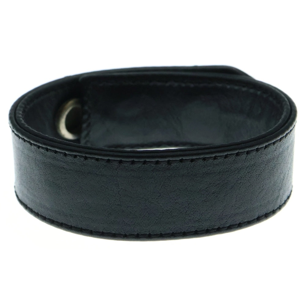 CHROME HEARTS(クロムハーツ) 3BTN 2SNP クロスボール 3ボタン2スナップ レザーブレスレット ブラック/シルバー BCA123