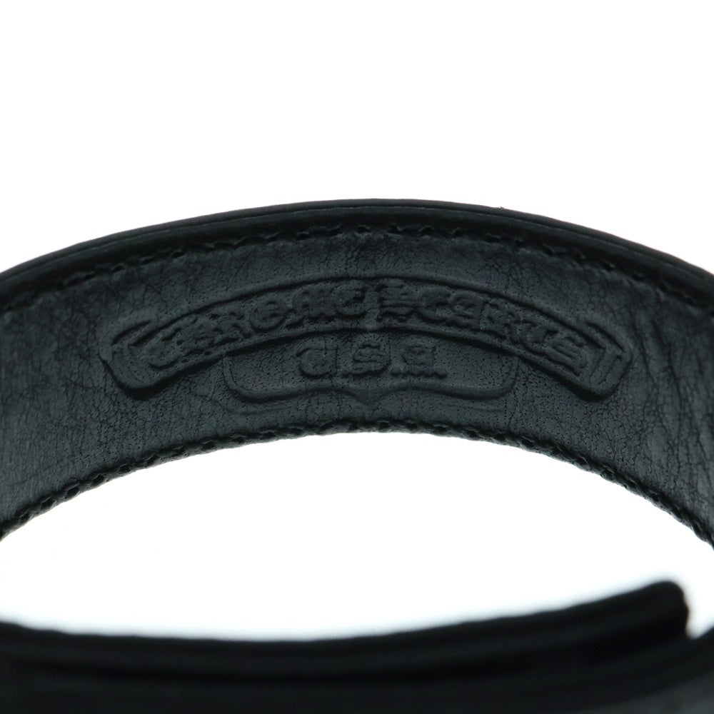 CHROME HEARTS(クロムハーツ) 3BTN 2SNP クロスボール 3ボタン2スナップ レザーブレスレット ブラック/シルバー BCA123