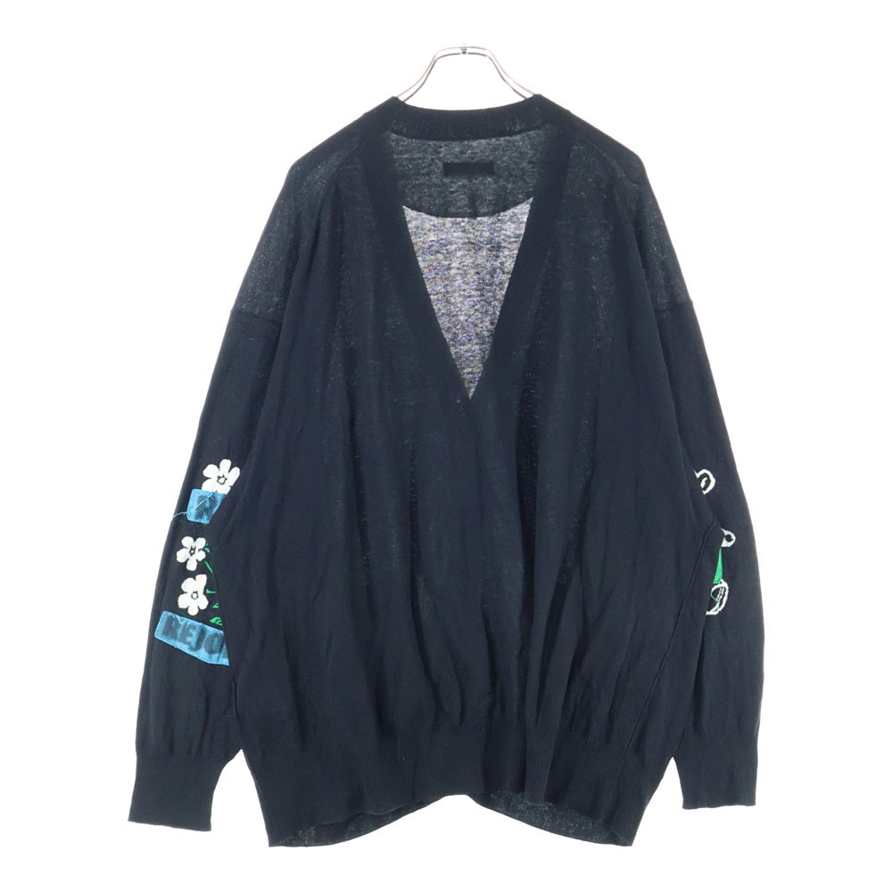 UNDERCOVER(アンダーカバー) 25SS カーディガン ブラック 袖パッチ カシミヤ コットン UC1E4905