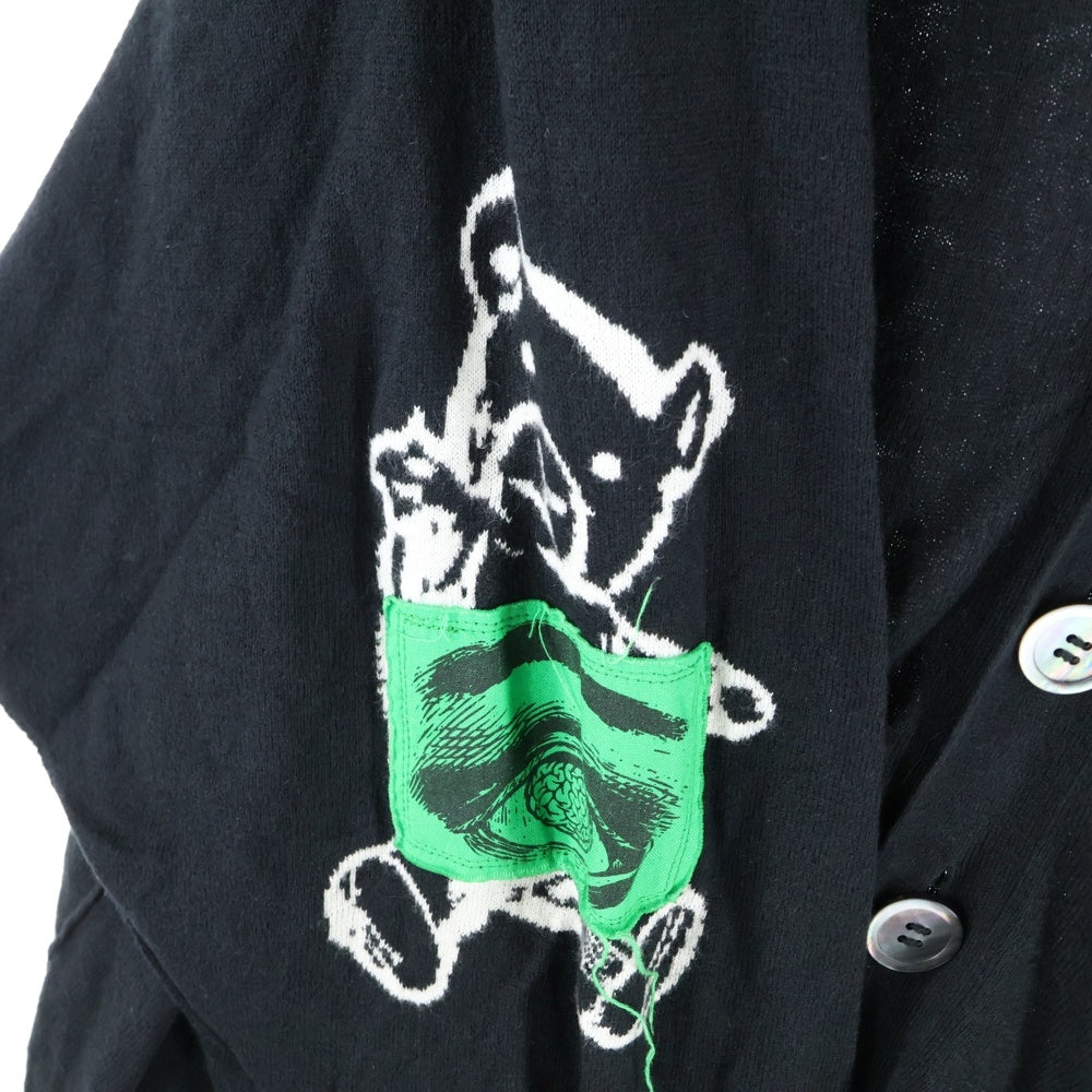 UNDERCOVER(アンダーカバー) 25SS カーディガン ブラック 袖パッチ カシミヤ コットン UC1E4905