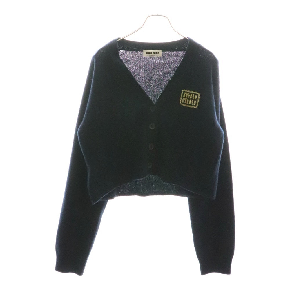 miumiu(ミュウミュウ) ロゴワッペン カシミヤカーディガン ニット ネイビー MMF865