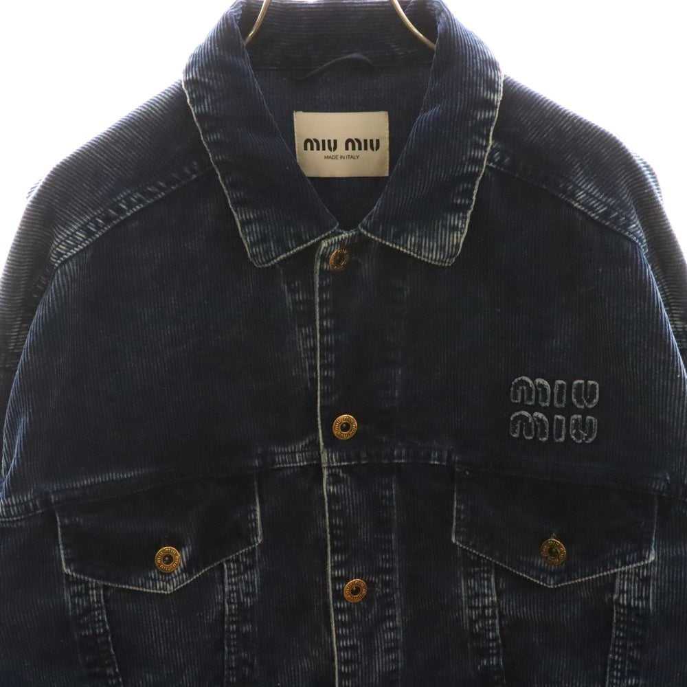miumiu(ミュウミュウ) Washed Velvet Blouson Jacket ウォッシュドベルベット ブルゾンジャケット ブルー ML1009