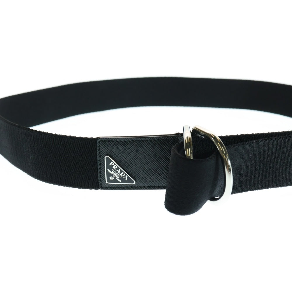 ⭐︎ PRADA プラダ ベルト サフィアーノ トライアングル 美品 ブラック PRADA(プラダ) サフィアーノ トライアングルロゴ ベルト