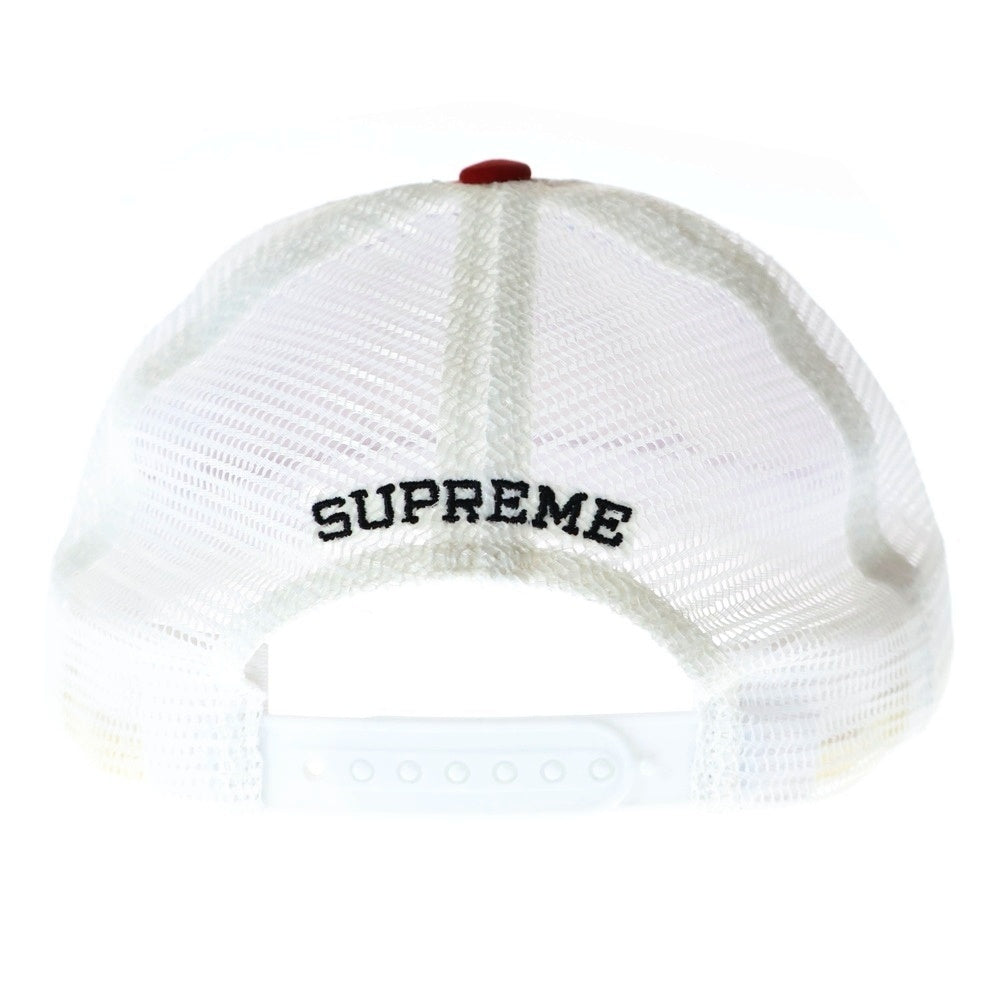 SUPREME(シュプリーム) 23AW Mess Mesh Back 5-Panelロゴ メス メッシュ スナップバック ファイブパネル キャップ 帽子 レッド/ホワイト
