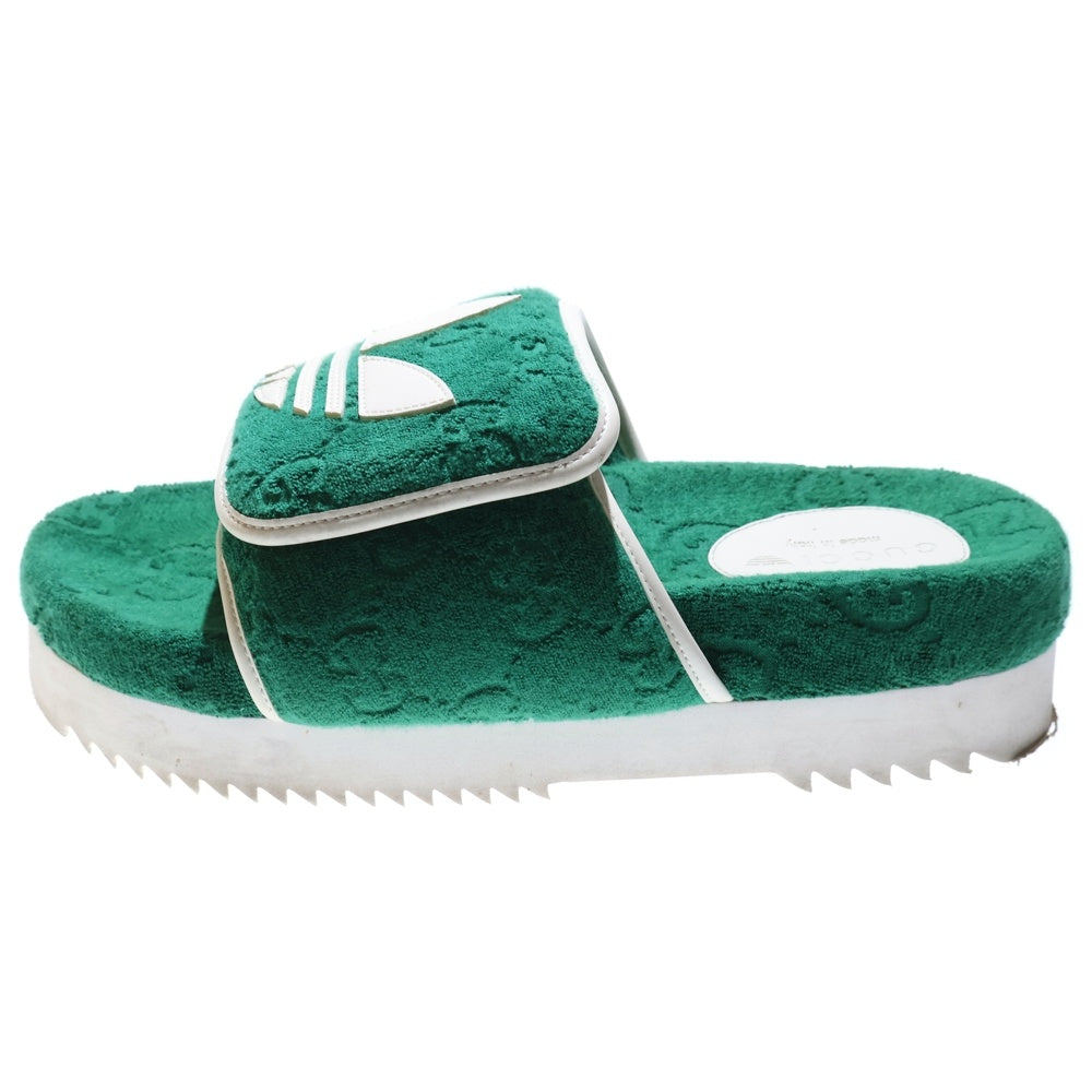 GUCCI(グッチ) ×adidas アディダス パイル地 プラットフォームサンダル グリーン 702412