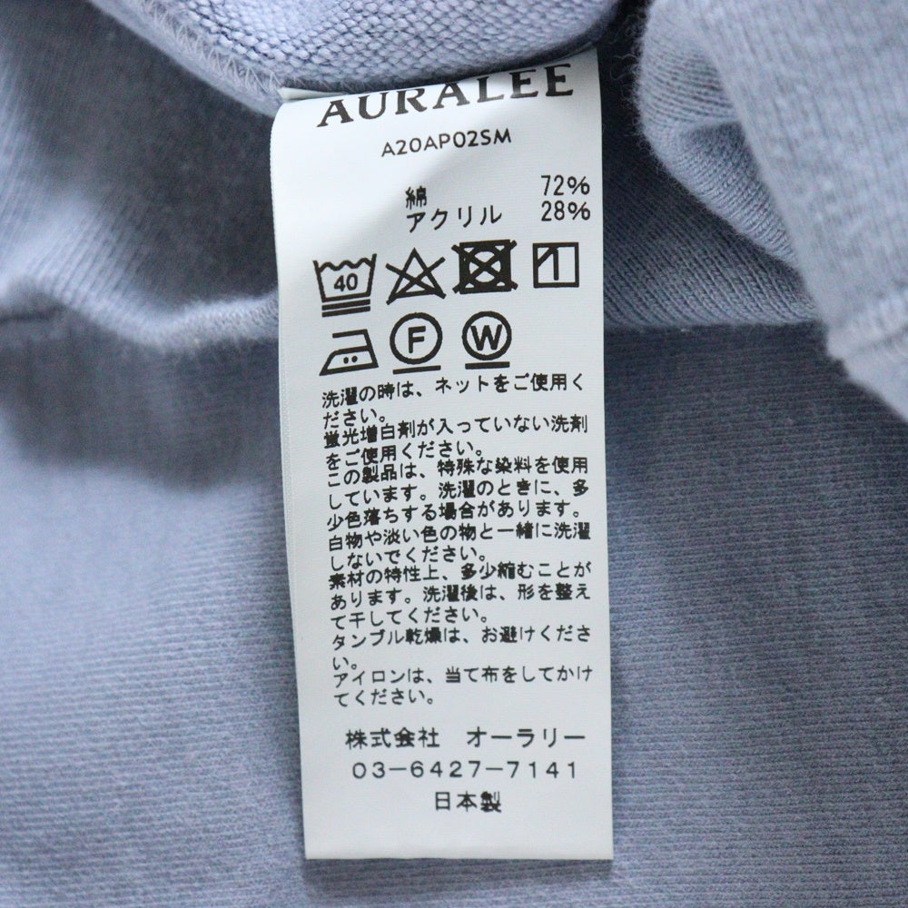 AURALEE(オーラリー) SUPER MILLED SWEAT P/O クルーネック 長袖スウェットトレーナー ブルー A20AP02SM