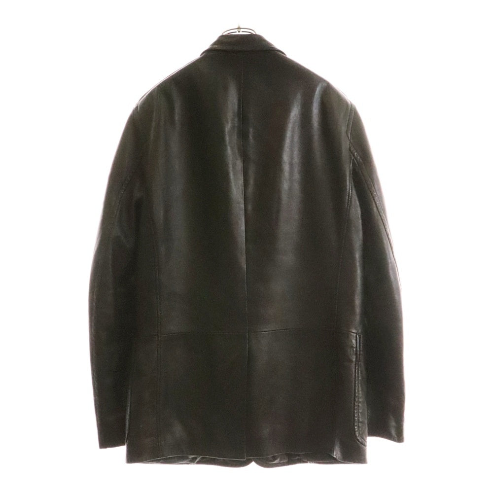 Salvatore Ferragamo(サルヴァトーレ フェラガモ) ラムレザー 3B シングルテーラードジャケット レザージャケット ブラック