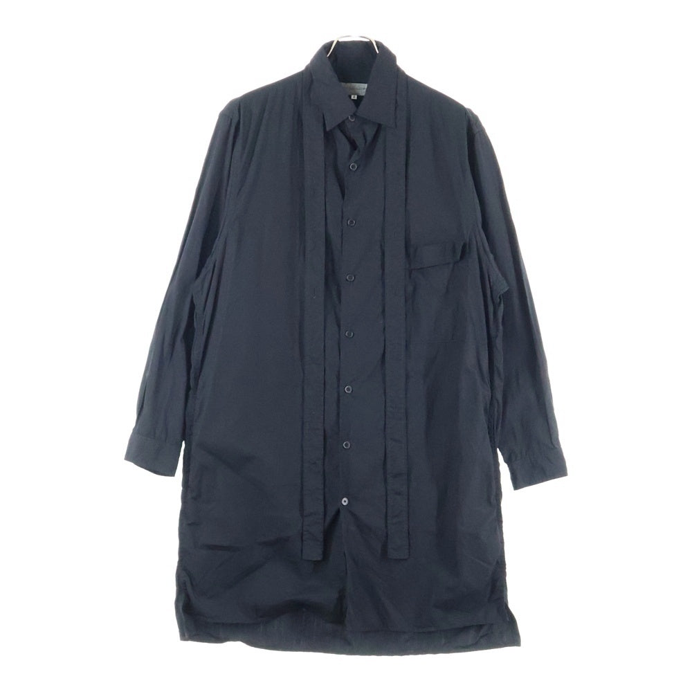 Yohji Yamamoto POUR HOMME(ヨウジヤマモト プールオム) 21AW コットン ネックベルトロングシャツ 長袖シャツ ブラック HX-B55-005