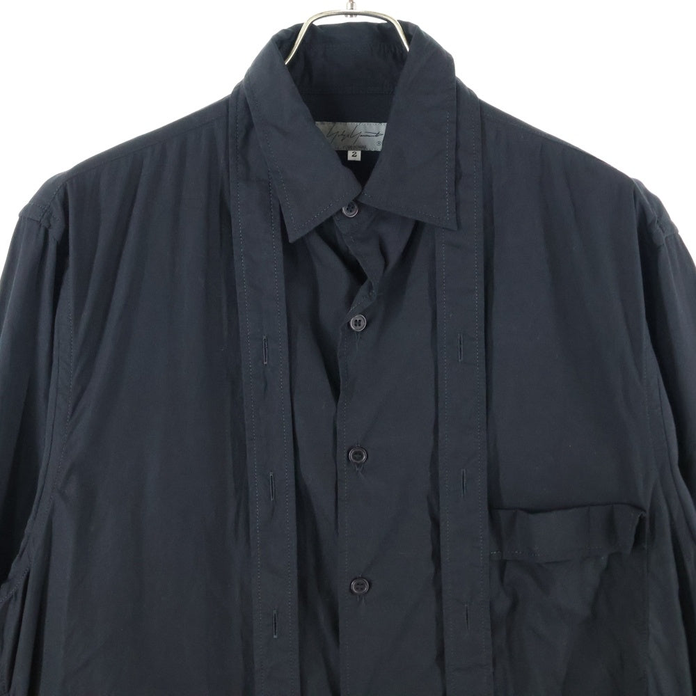 Yohji Yamamoto POUR HOMME(ヨウジヤマモト プールオム) 21AW コットン ネックベルトロングシャツ 長袖シャツ ブラック HX-B55-005