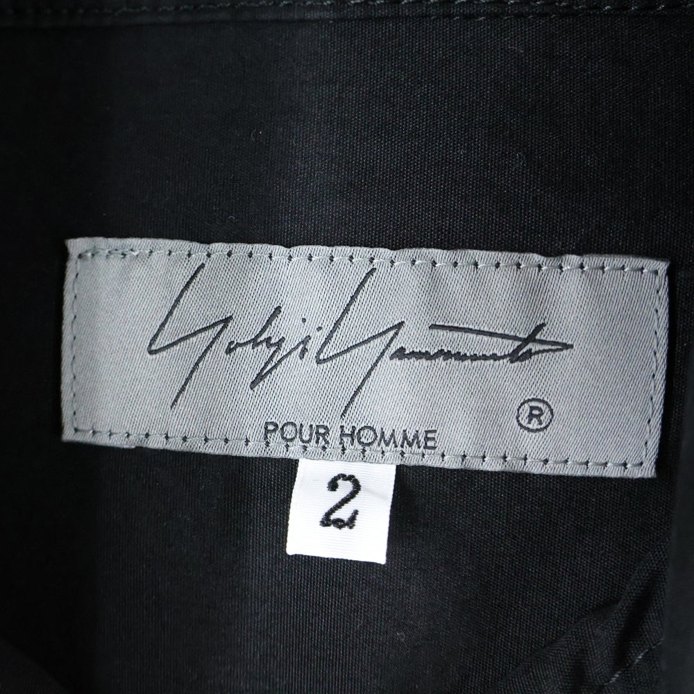 Yohji Yamamoto POUR HOMME(ヨウジヤマモト プールオム) 21AW コットン ネックベルトロングシャツ 長袖シャツ ブラック HX-B55-005
