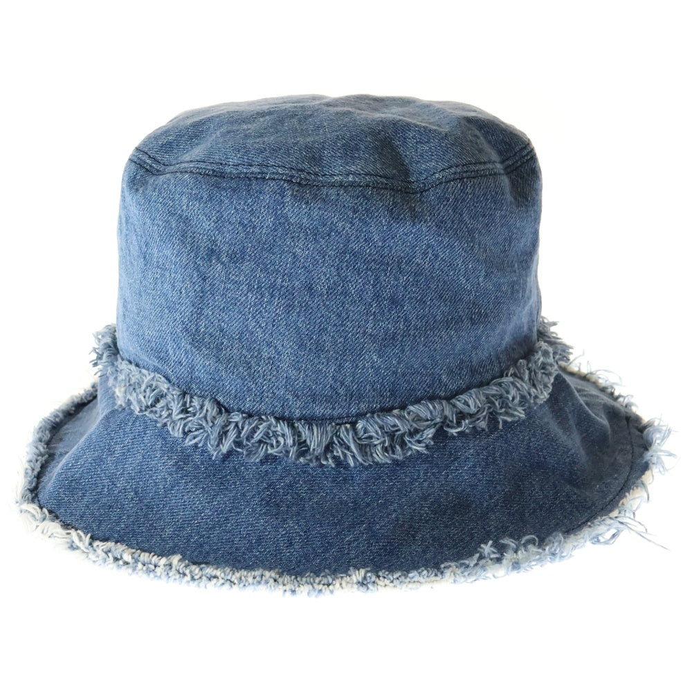 miumiu(ミュウミュウ) DENIM LOGO WASH デニムロゴ バケットハット 帽子 ブルー 5HC196 レディース M