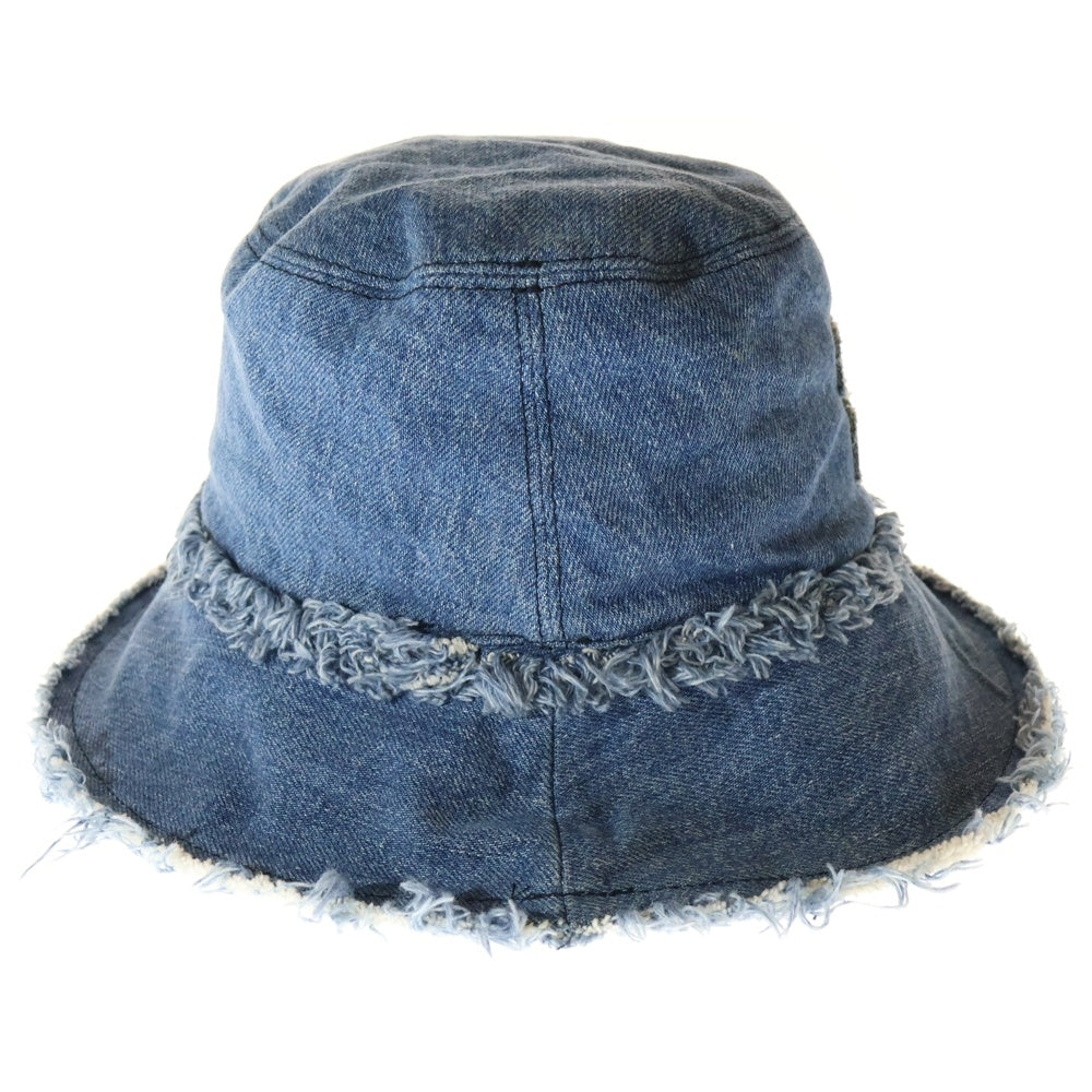 miumiu(ミュウミュウ) DENIM LOGO WASH デニムロゴ バケットハット 帽子 ブルー 5HC196 レディース M