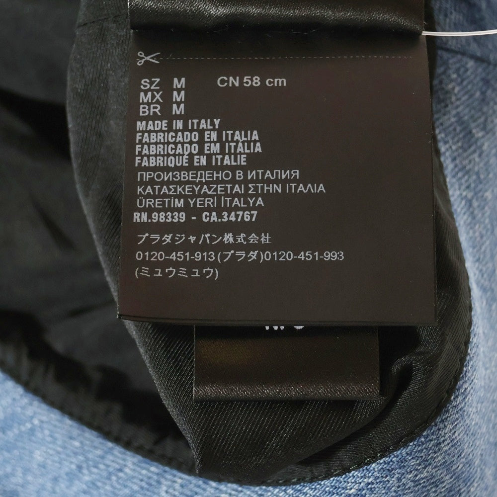 miumiu(ミュウミュウ) DENIM LOGO WASH デニムロゴ バケットハット 帽子 ブルー 5HC196 レディース M