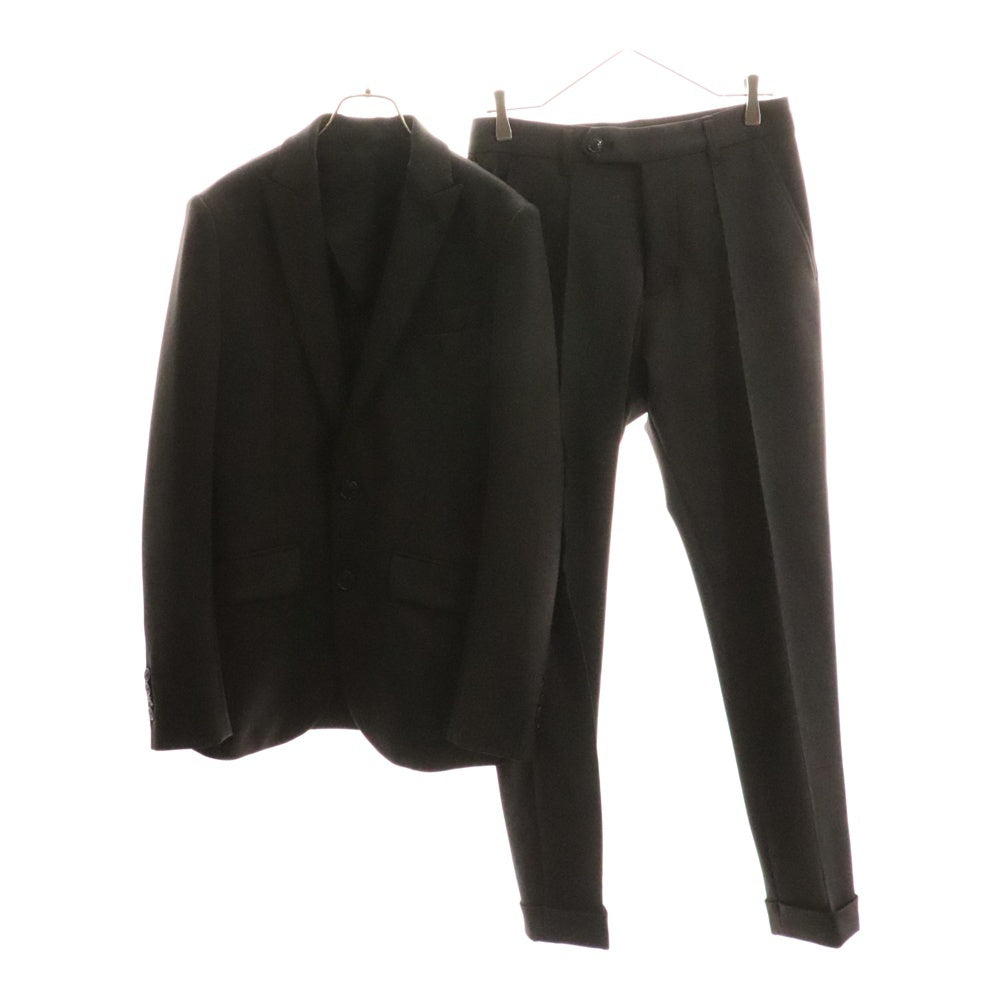 1 PIU 1 UGUALE 3(ウノピゥウノウグァーレトレ) 24AW 2B JACKET CREASE SLACKS スーツ セットアップ ブラック MRB612-POE386 MRP565-POE386