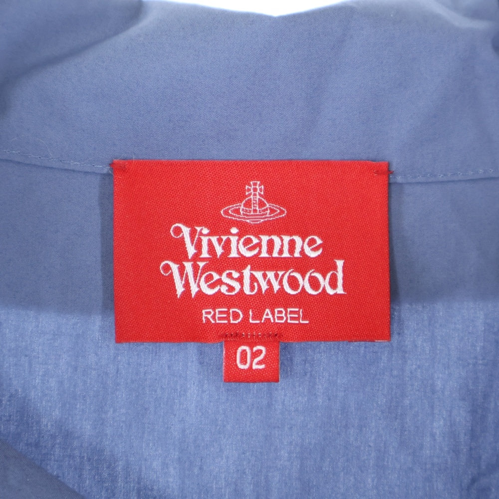 Vivienne Westwood(ヴィヴィアンウエストウッド) パフスリーブ リボン装飾 半袖ワンピース ブルー 17-12-531016