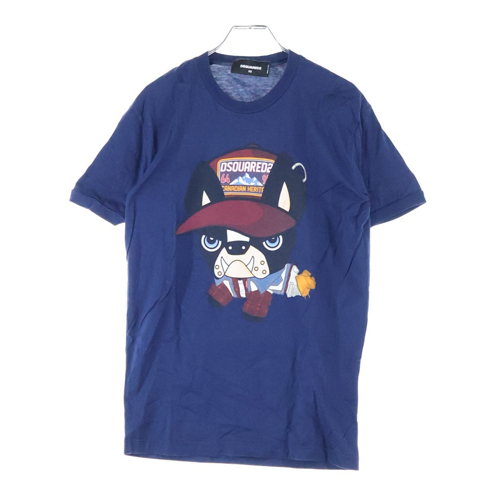 DSQUARED2(ディースクエアード) 19AW ドッグプリント 半袖Tシャツ カットソー ネイビー S71GD0848