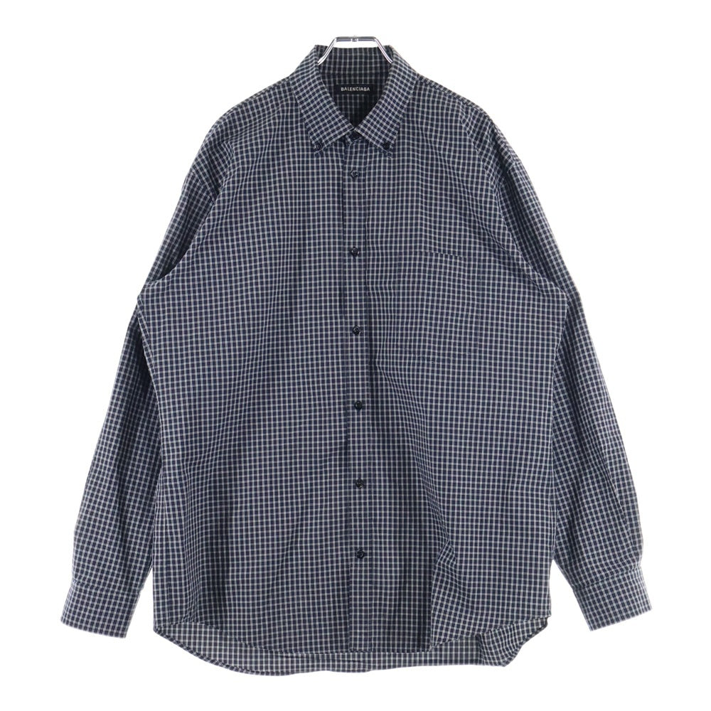 BALENCIAGA(バレンシアガ) バックロゴ チェック柄 長袖シャツ ブラック 556878