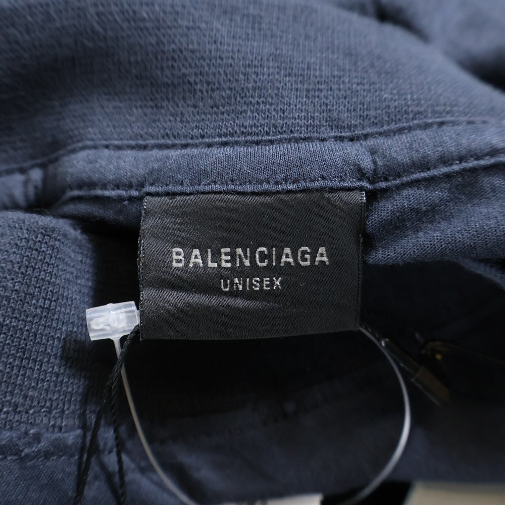 BALENCIAGA(バレンシアガ) 24SS SAINT GERMAIN デストロイ加工 スモールフィット 半袖Tシャツ カットソー ネイビー 809122 TRVP1